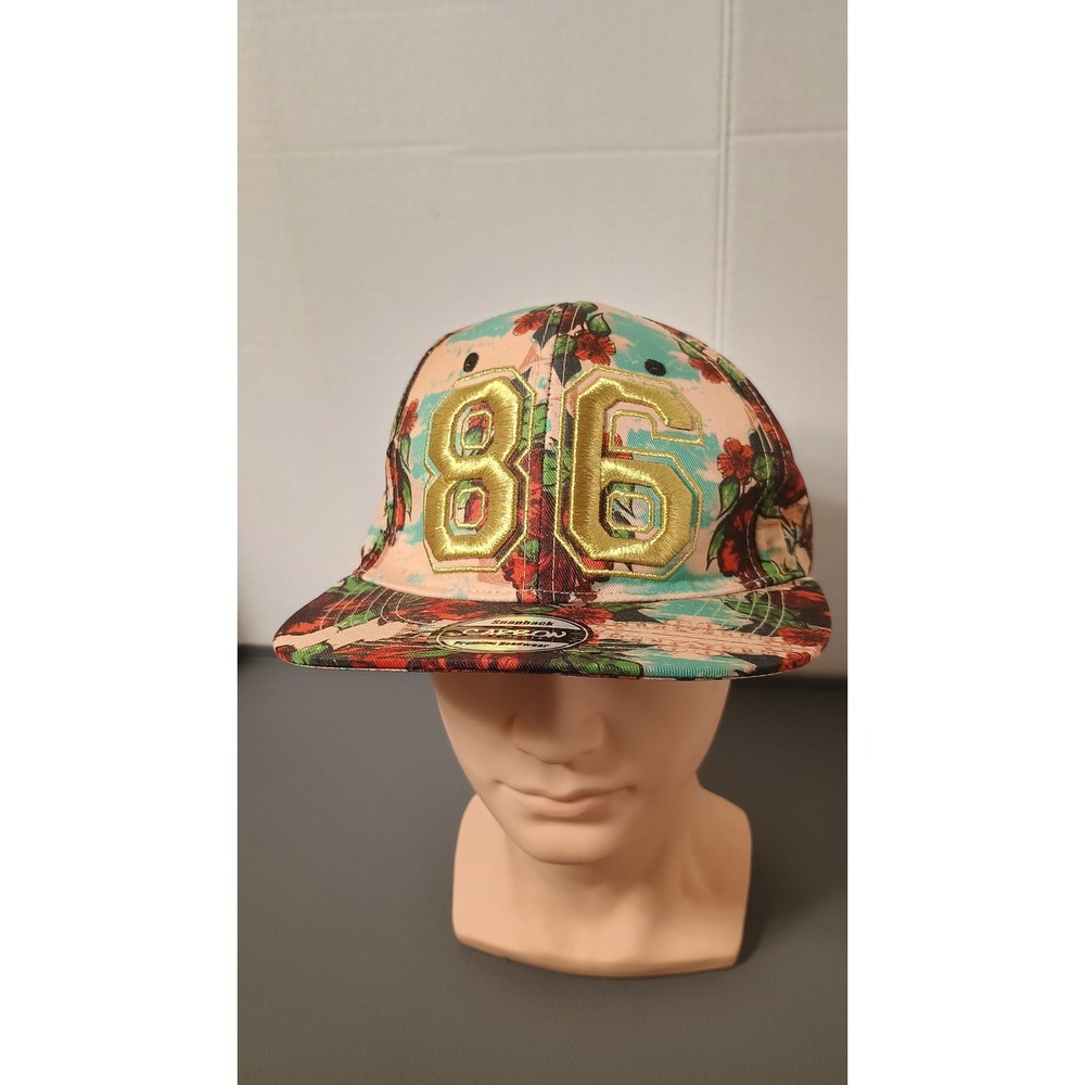 Carbon Elements Snapback Hat Unisex OSFM Floral Pink Excellent Gold 86 Flat Brim